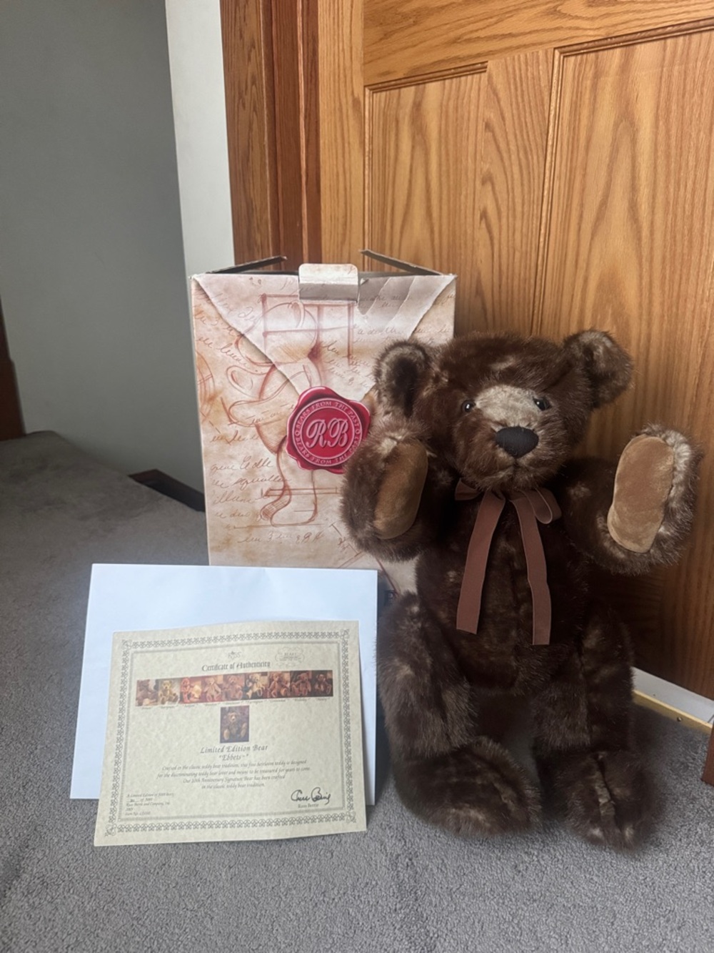 Russ Berrie Limited Edition "Ebbets" Collectible Teddy Bear